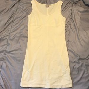 Yellow and white checkerboard cotton dress